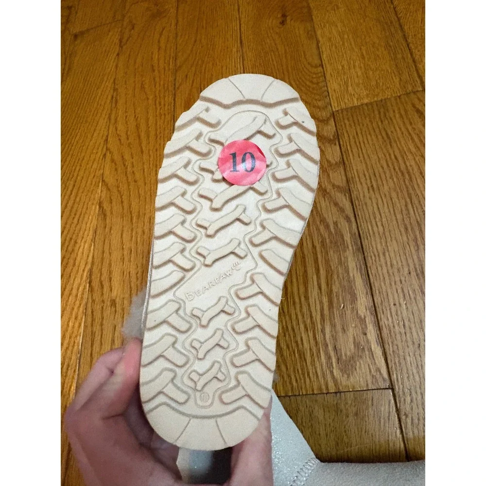 Bearpaw Kids Shimmer Suede Faux Fur Bow Boots Cream BGB34671-TTJ Size‎ 10 $65